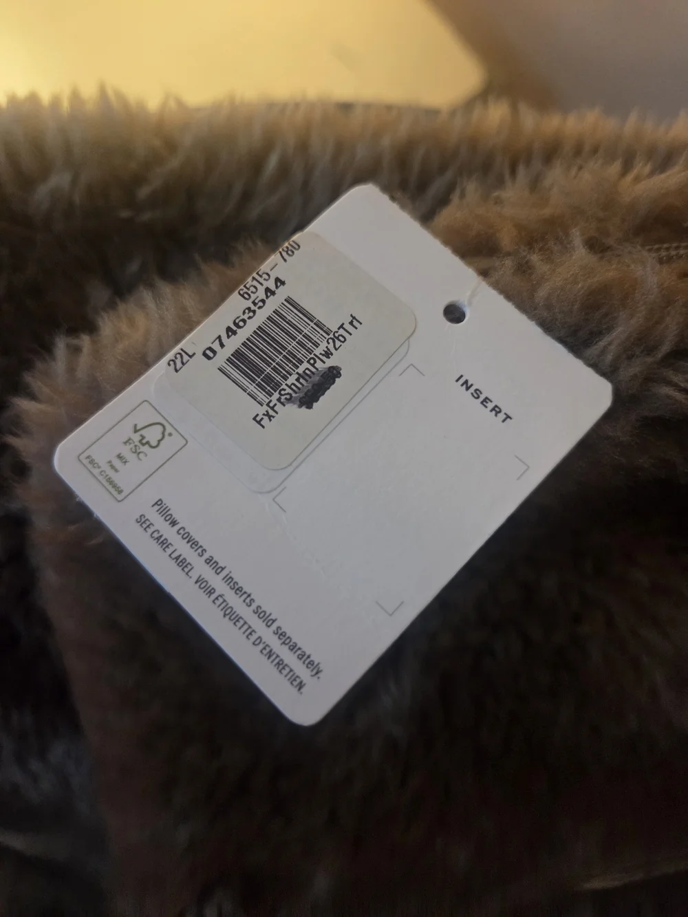 Pair Of Pottery Barn Plush Faux Fur Euro Shams- Brown NWT